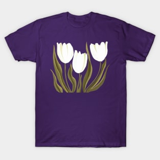 White Tulip Flowers T-Shirt